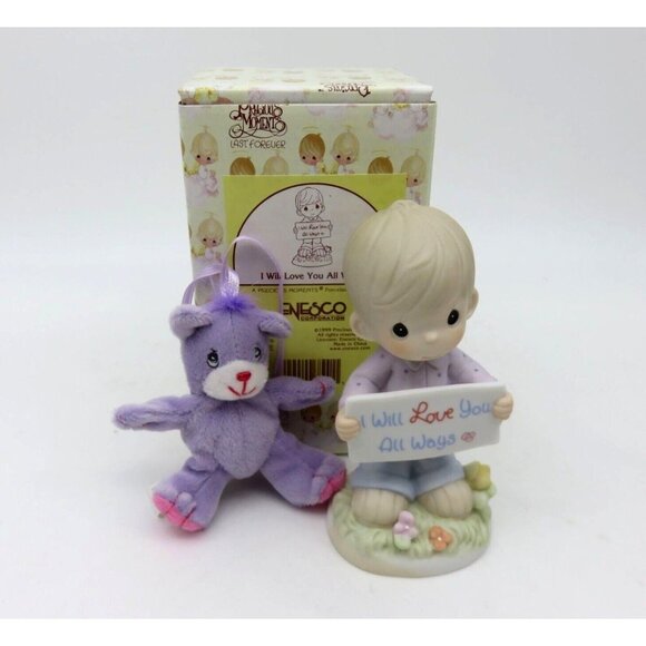 Enesco Precious Moments "I Will Love You All Ways" Figurine and Teddy Bear Gift - Picture 2 of 10